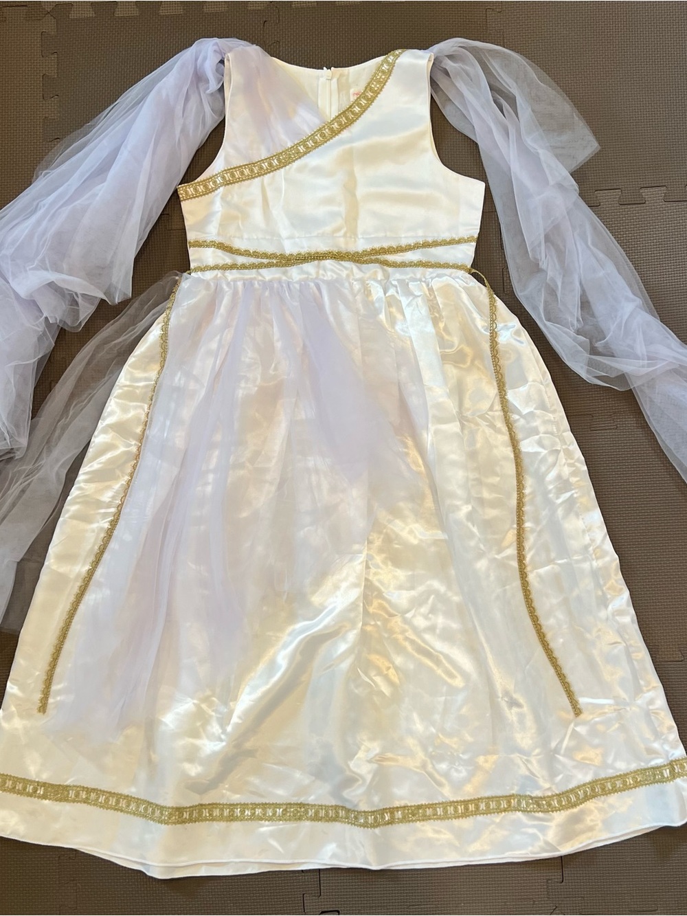 Girls sz 9/10 White and Gold Athena / Greek Princess Costume Dress